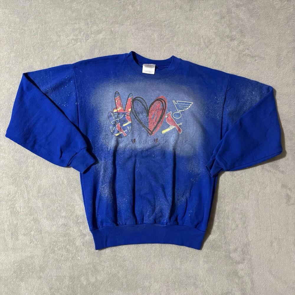 Vintage St Louis Blues Cardinals Peace Sweatshirt Youth
